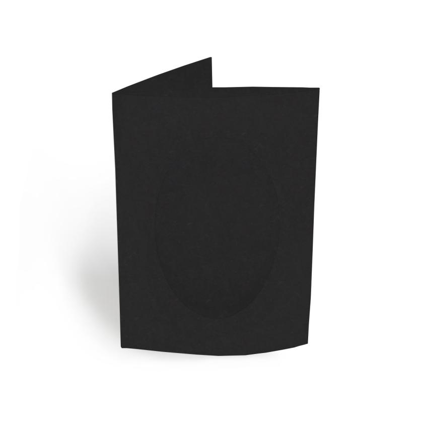 Passepartoutkarte oval 3-Fach DIN A6 in recycling schwarz