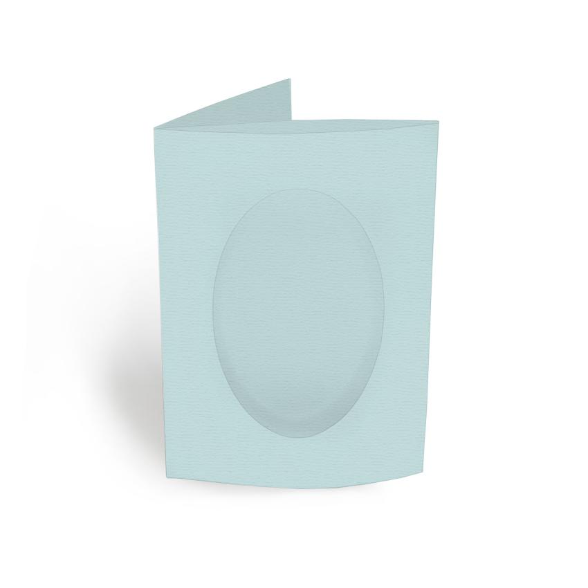 Passepartoutkarte oval 3-Fach DIN A6 in struktur puderblau