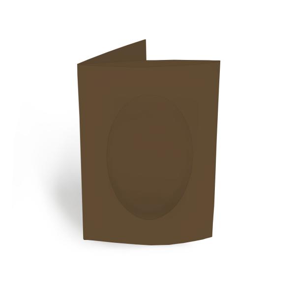 Passepartoutkarte oval 3-Fach DIN A6 in Braun