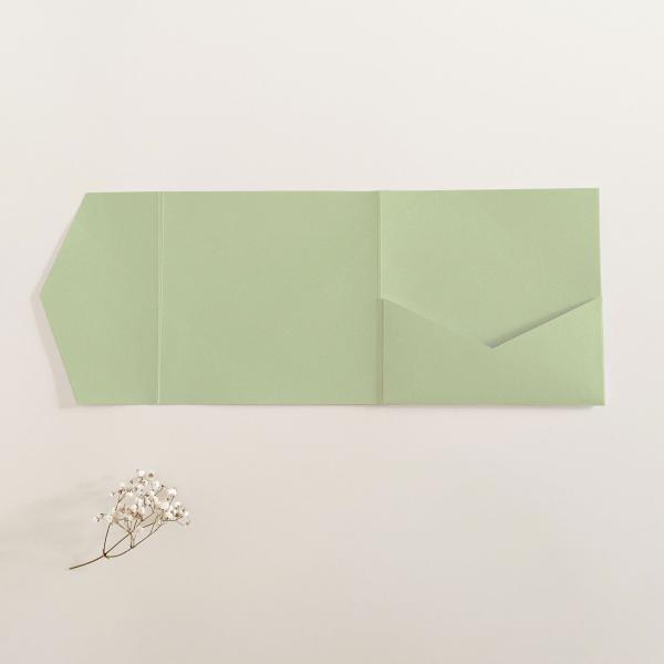 Pocketfold-Karte Quadrat (15x15) Recycling-Karton "Recycling Kiwi" Exklusiv Line