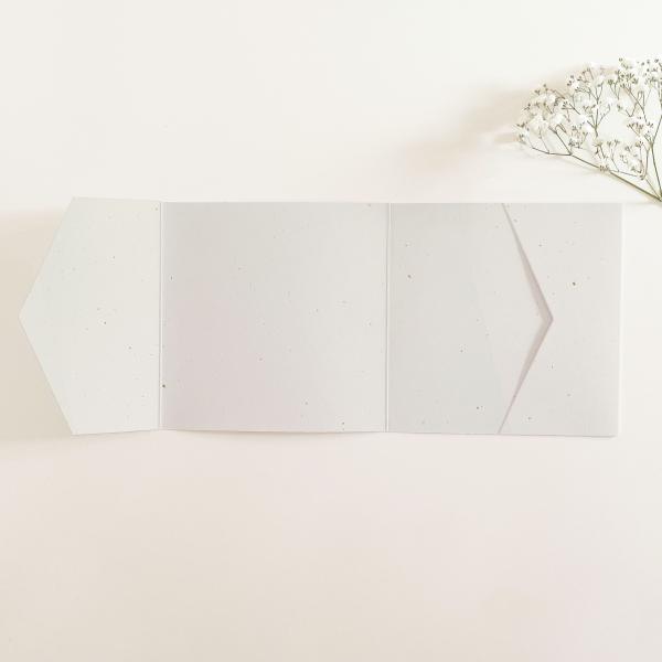 Pocketfold-Karte Quer-Format quadratisch (15x15) Recycling-Karton "Kraft Wollweiss" Basic Line