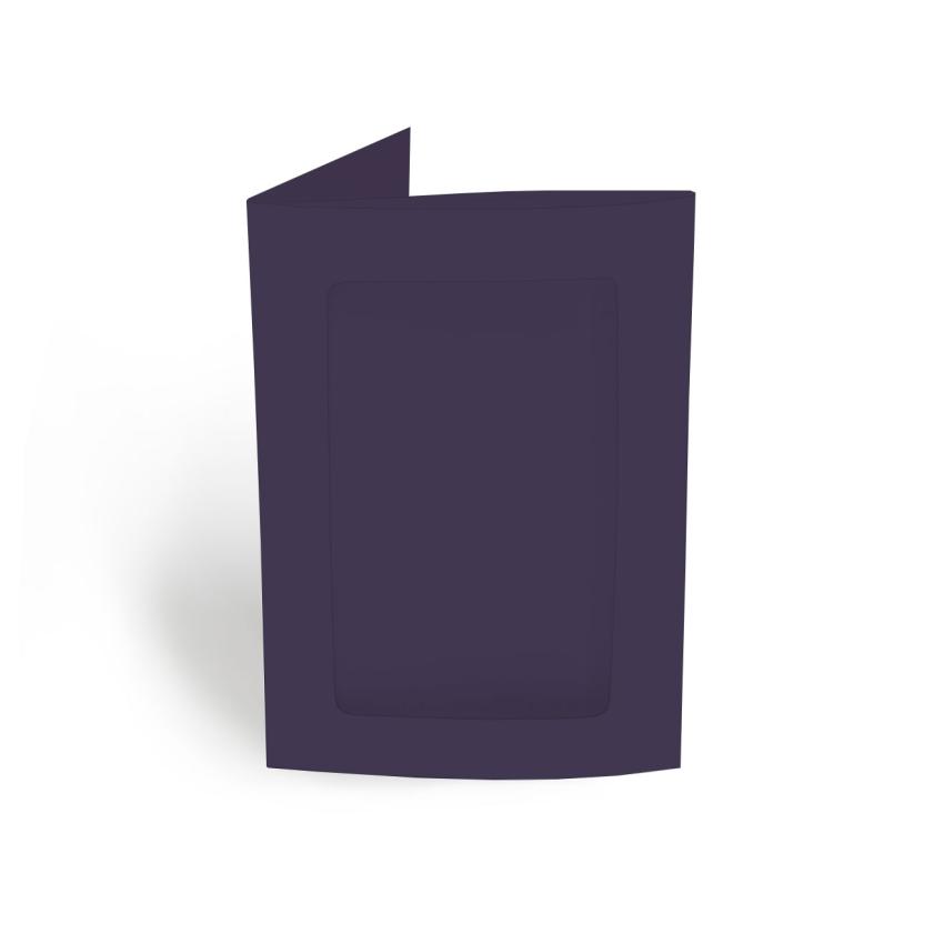 Passepartoutkarte rechteck 3-Fach DIN A6 in aubergine