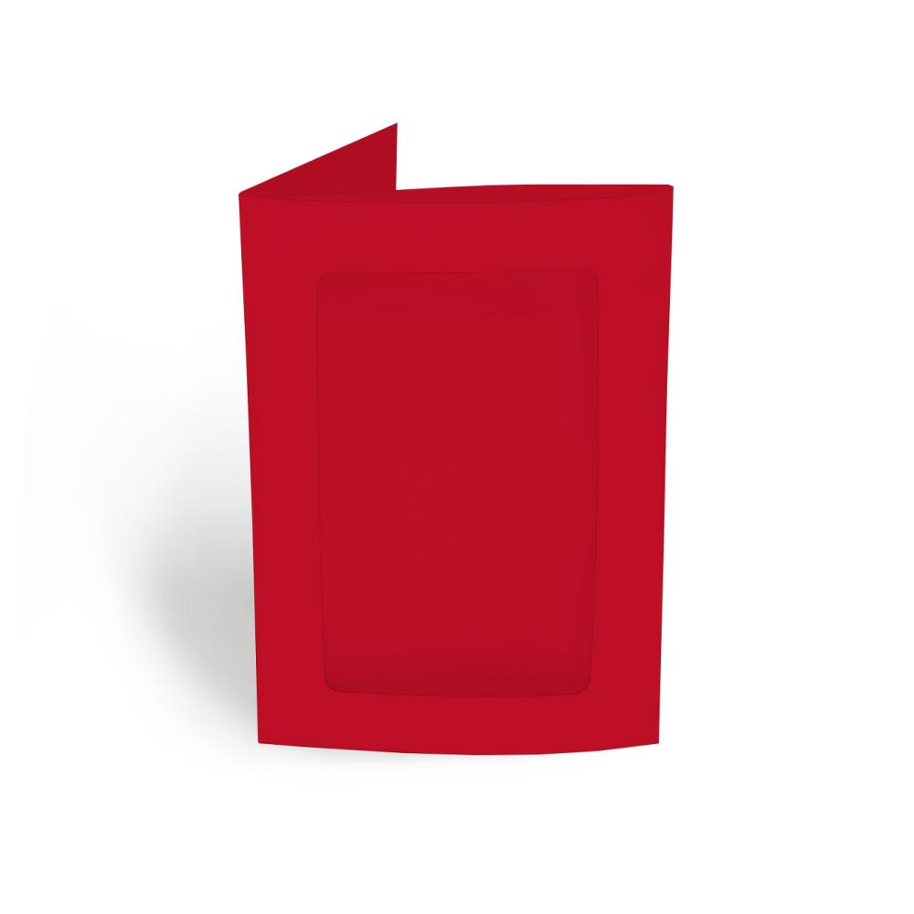 Passepartoutkarte rechteck 3-Fach DIN A6 in weihnachts-rot