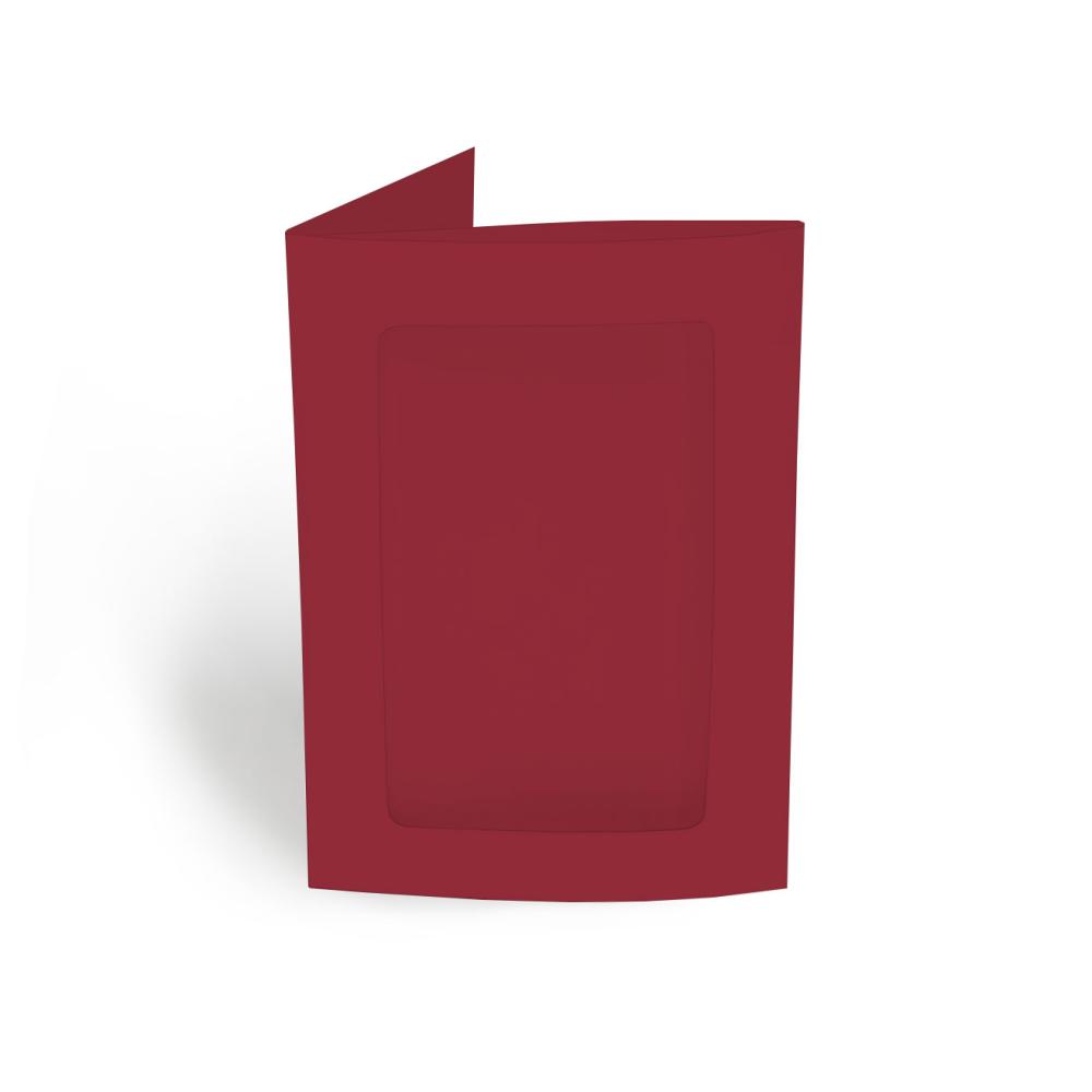 Passepartoutkarte rechteck 3-Fach DIN A6 in weinrot