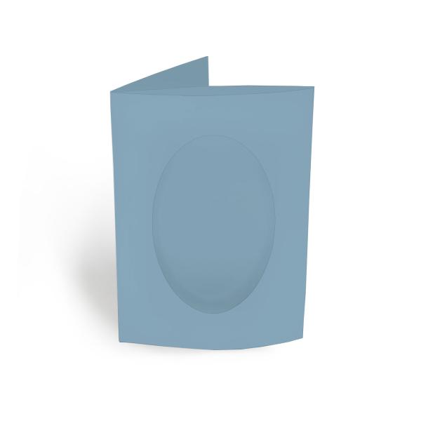 Passepartoutkarte oval 3-Fach DIN A6 in Graublau