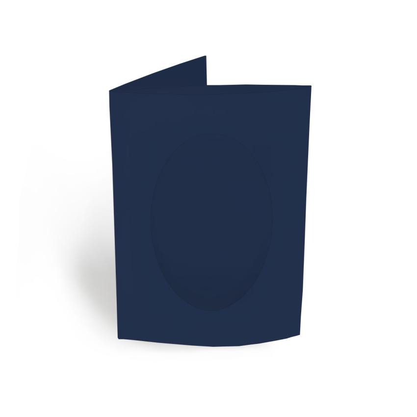Passepartoutkarte oval 3-Fach DIN A6 in nachtblau