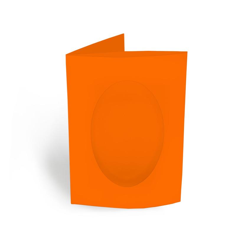 Passepartoutkarte oval 3-Fach DIN A6 in orange