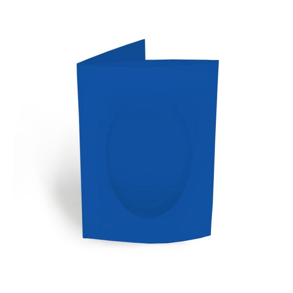 Passepartoutkarte oval 3-Fach DIN A6 in Royalblau