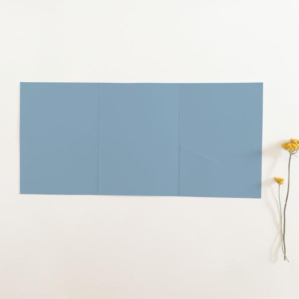 Pocketfold-Karte B6 Tripple Premium-Karton "Graublau" Basic Line