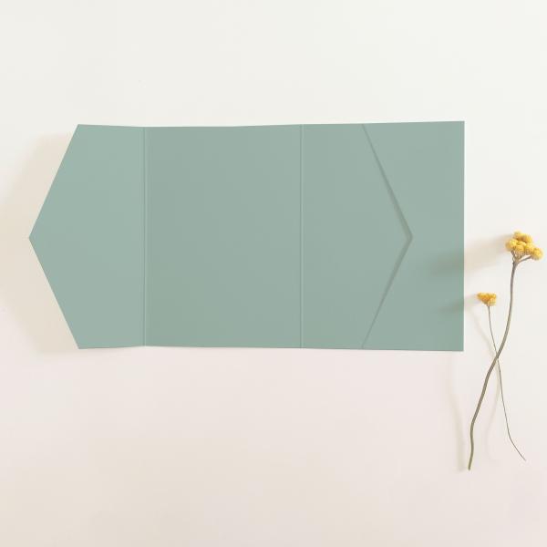 Pocketfold-Karte B6 seitlich Premium-Karton "Eukalyptus" Basic Line