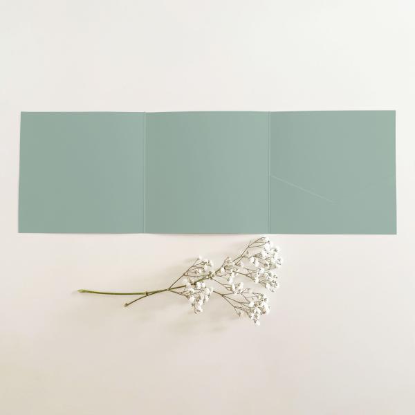 Trippel-Pocketfold-Karte quadratisch (15x15) Premium-Karton "Eukalyptus" Basic Line