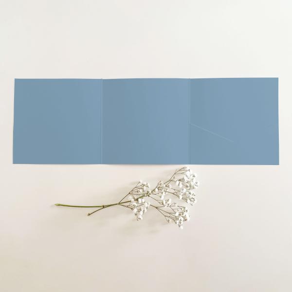 Trippel-Pocketfold-Karte quadratisch (15x15) Premium-Karton "Graublau" Basic Line
