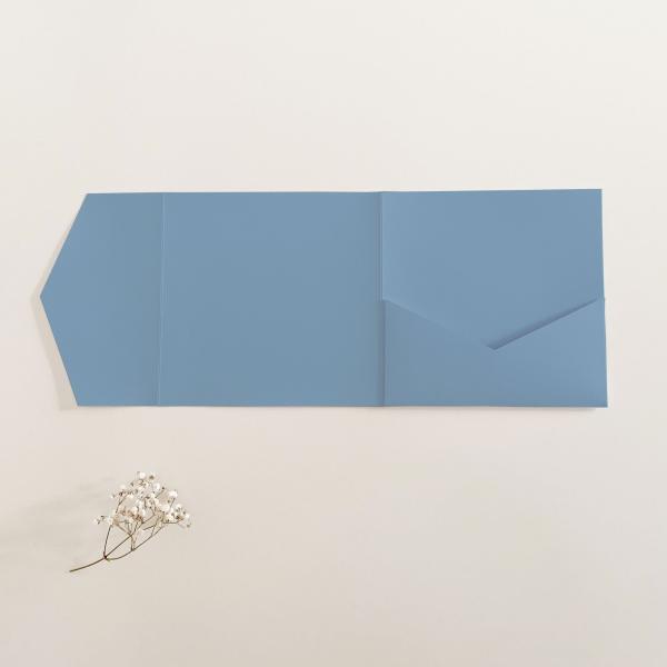 Pocketfold-Karte Quadrat (15x15) Premium-Karton "Graublau" Exklusiv Line