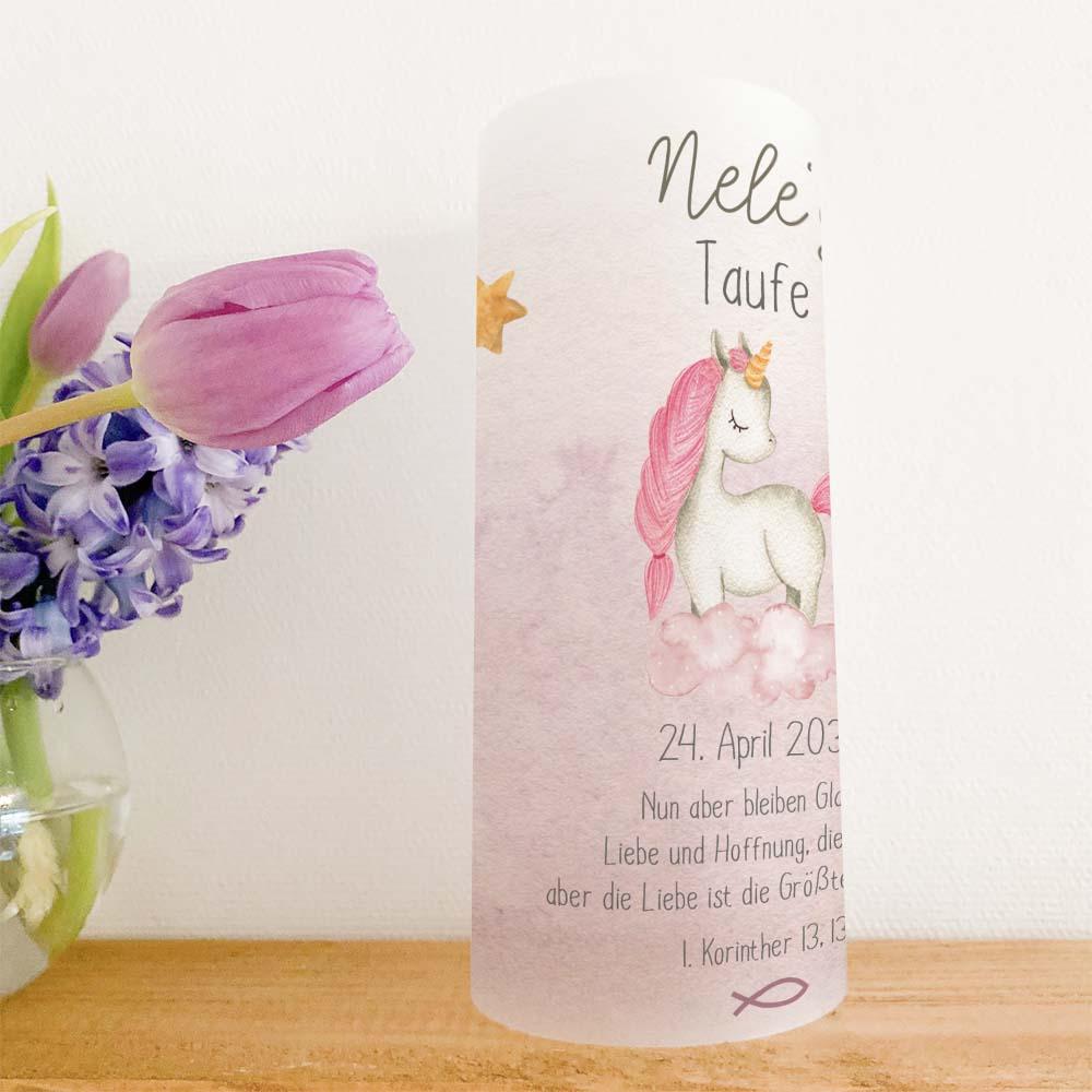 Windlicht "Baby Unicorn" | Lichthülle | Taufe | Einschulung | Geburtstag | Tischdeko | Geschenkidee