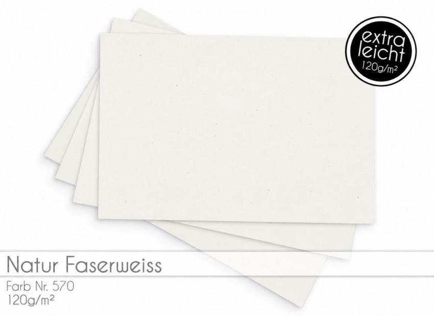 Tonkarton - Tonpapier DIN A4 120g/m² - 25 Bogen in natur faserweiss