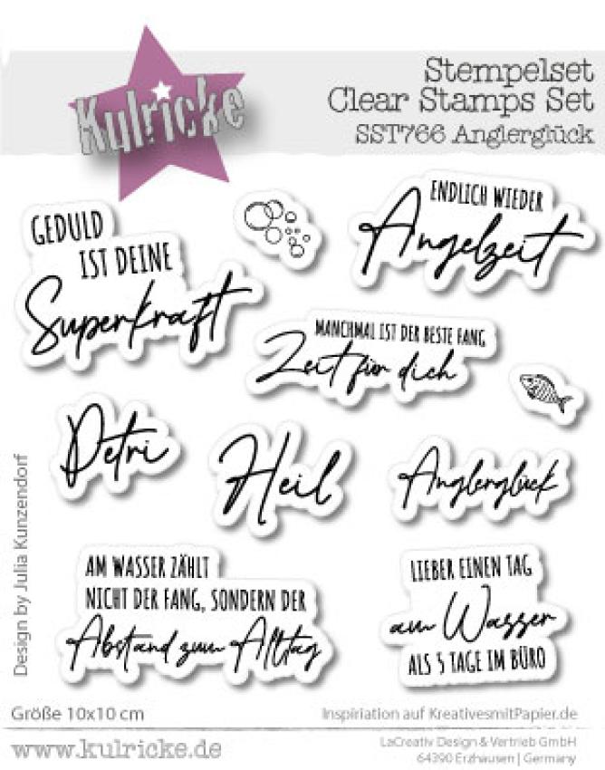 Kulricke Stempelset "Anglerglück Schrift" 10x10cm Clear Stamp 