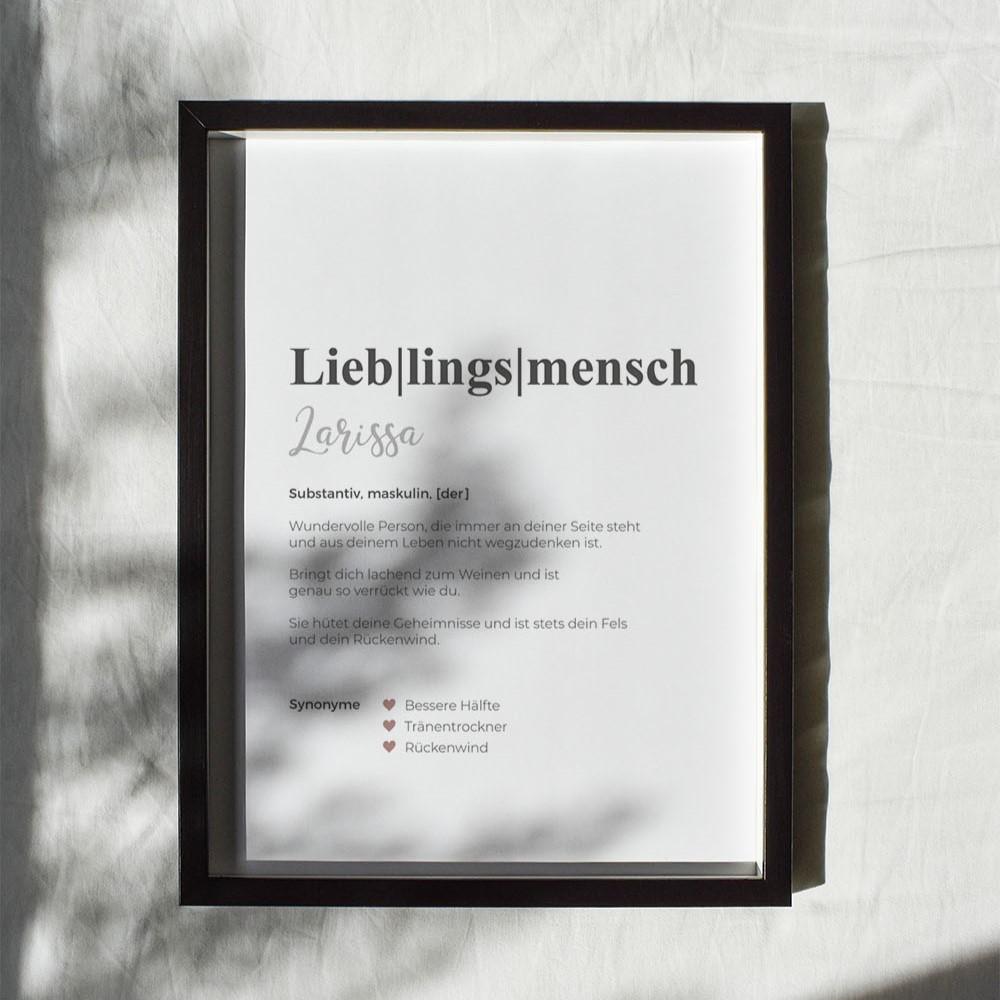 Definitionsposter "Lieblingsmensch 1" | Geschenkidee | Personalisiert  | individuelles Bild | Wörterbuch