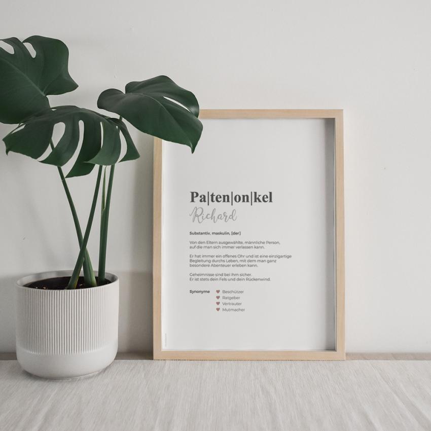Definitionsposter "Patenonkel 1" | Geschenkidee | Personalisiert  | individuelles Bild | Wörterbuch