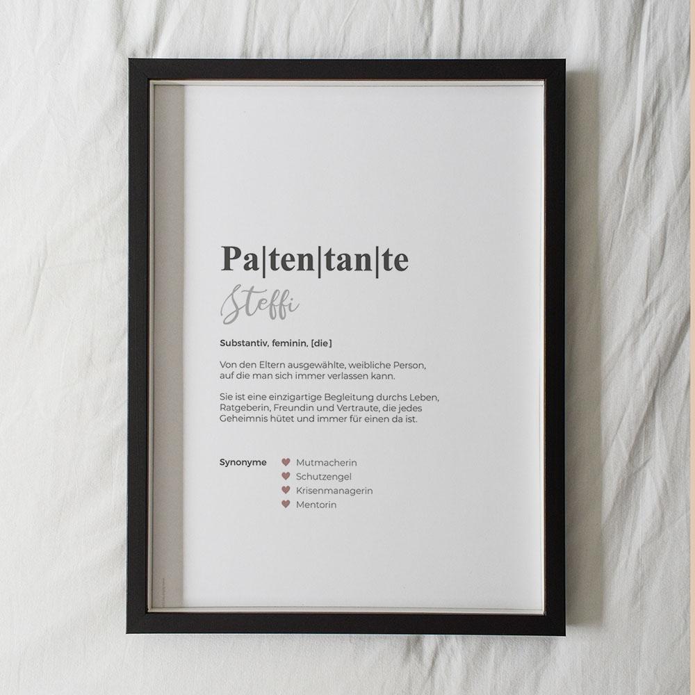 Definitionsposter "Patentante 1" | Geschenkidee | Personalisiert  | individuelles Bild | Wörterbuch