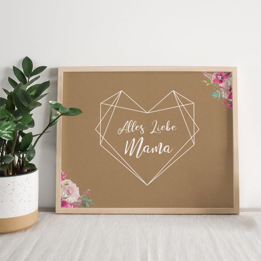Spruchposter "Kraft Herz" quer | Geschenkidee | Personalisiert  | Muttertag | Wanddeko