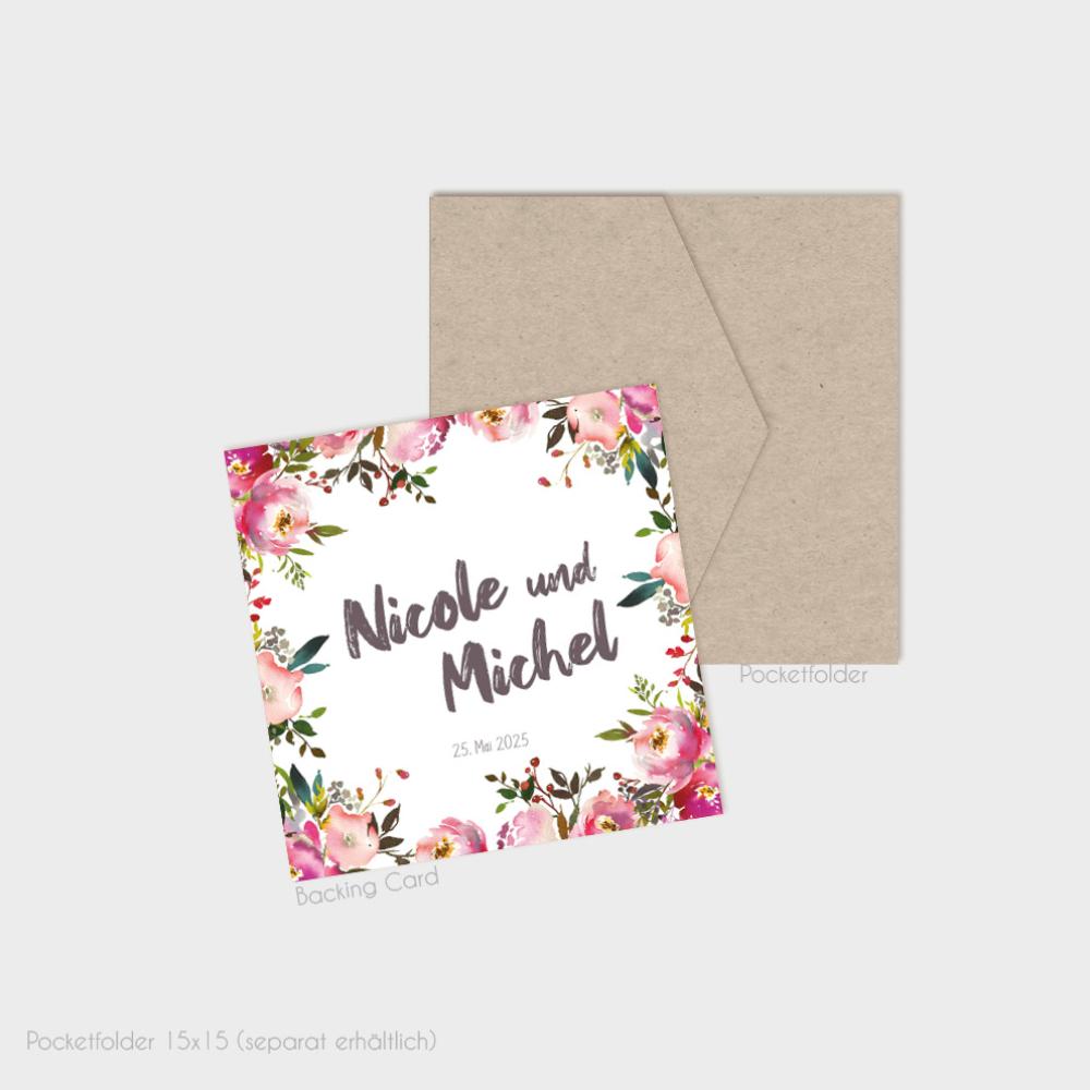 Backing-Card "Pink Bunch" Quadrat 14x14