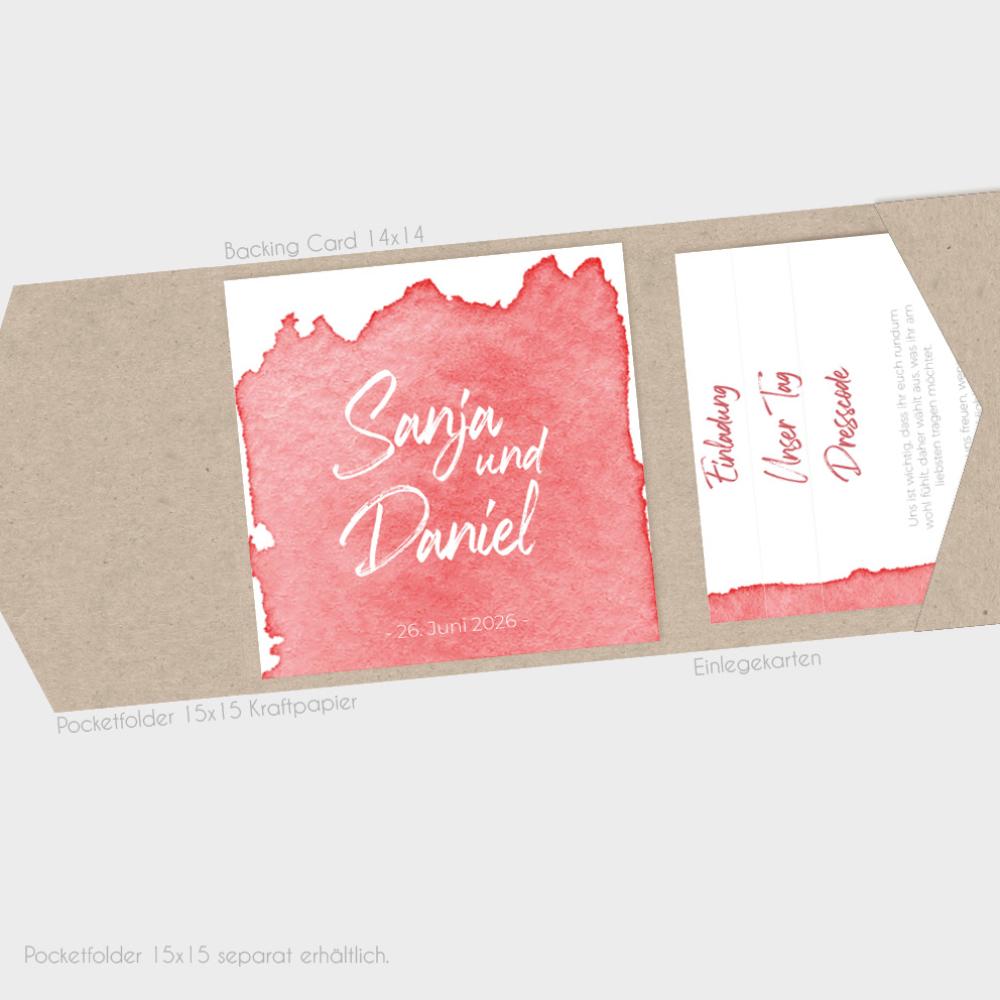 Einlegekarten-Bundle "Watercolor-Brush | Rot" Quadrat