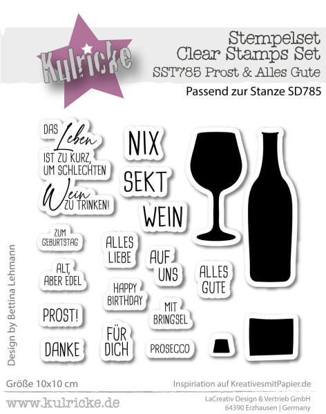 Kulricke Stempel "Prost & Alles Gute" 10x10cm Clear Stamp