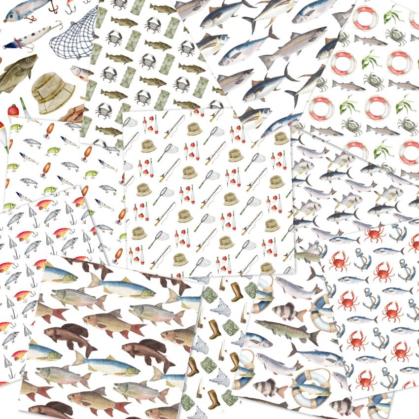 LaCreativ - Designpapier "Anglerglück" Paper Pack 6x6" - 24 Bogen