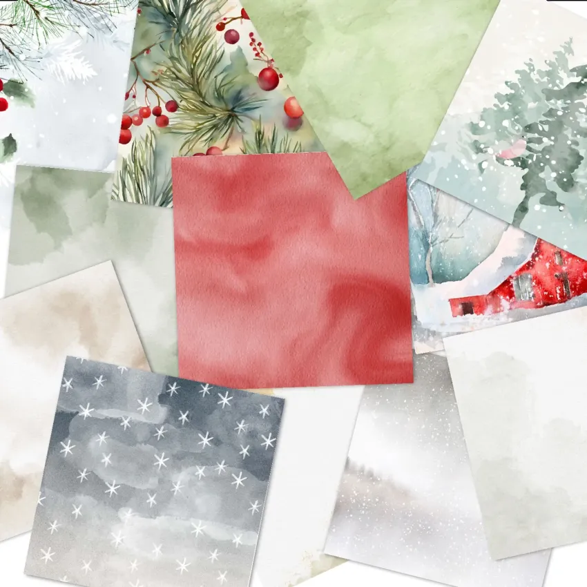 LaCreativ - Designpapier "Christmas Aquarell" Paper Pack 6x6" - 24 Bogen