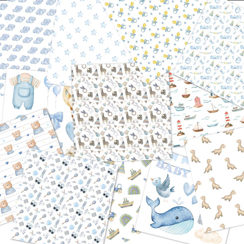 LaCreativ - Designpapier "Himmelblaues Babyglück" Paper Pack 6x6" - 24 Bogen