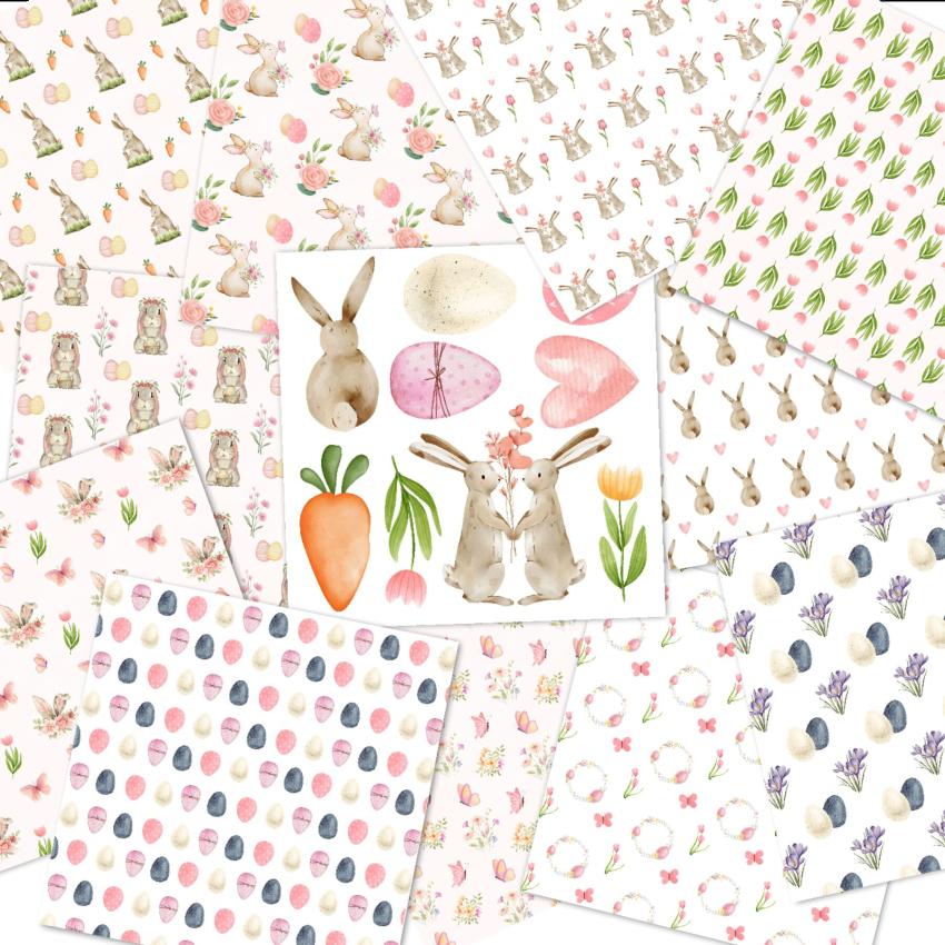 LaCreativ - Designpapier "Hoppelige Frühlingsgrüße" Paper Pack 6x6" - 24 Bogen