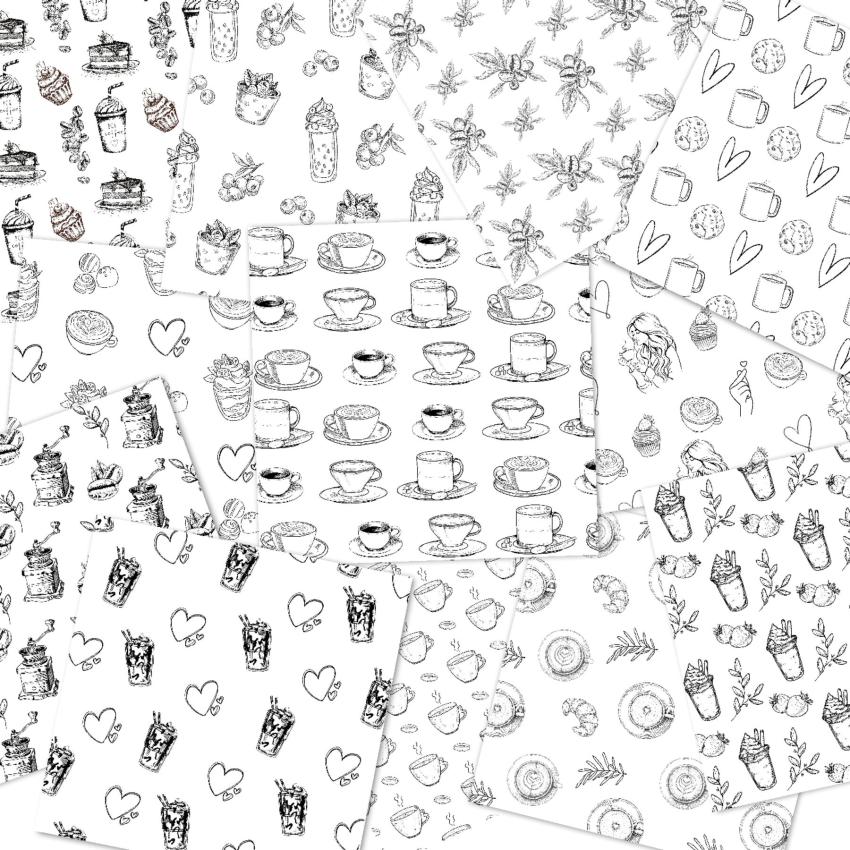 LaCreativ - Designpapier "Kaffeesketch" Paper Pack 6x6" - 24 Bogen