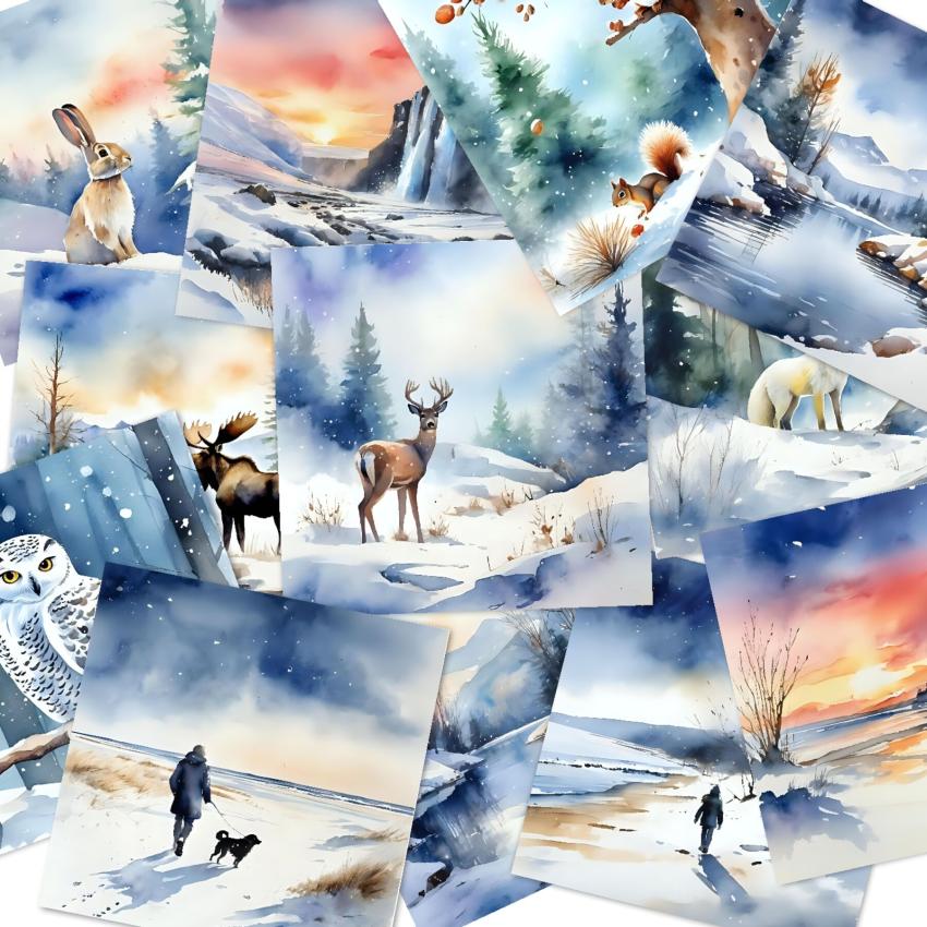 LaCreativ - Designpapier "Spaziergang im Winterwald" Paper Pack 6x6" - 24 Bogen