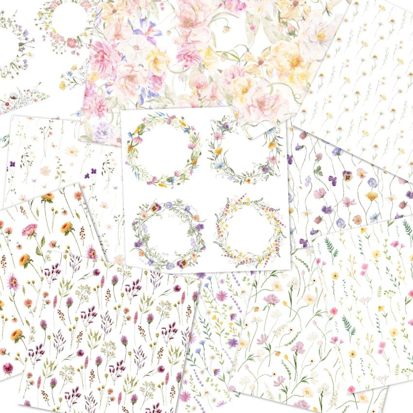 LaCreativ - Designpapier "Zarte Frühlingsblumen" Paper Pack 6x6" - 24 Bogen