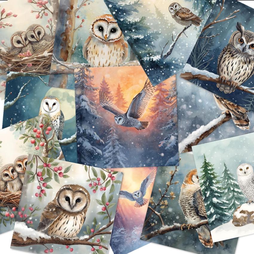 LaCreativ - Designpapier "Zauberhafte Wintereulen" Paper Pack 6x6" - 24 Bogen
