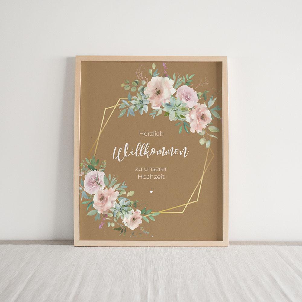 Willkommensschild "Kraft White Roses" DIN A3 