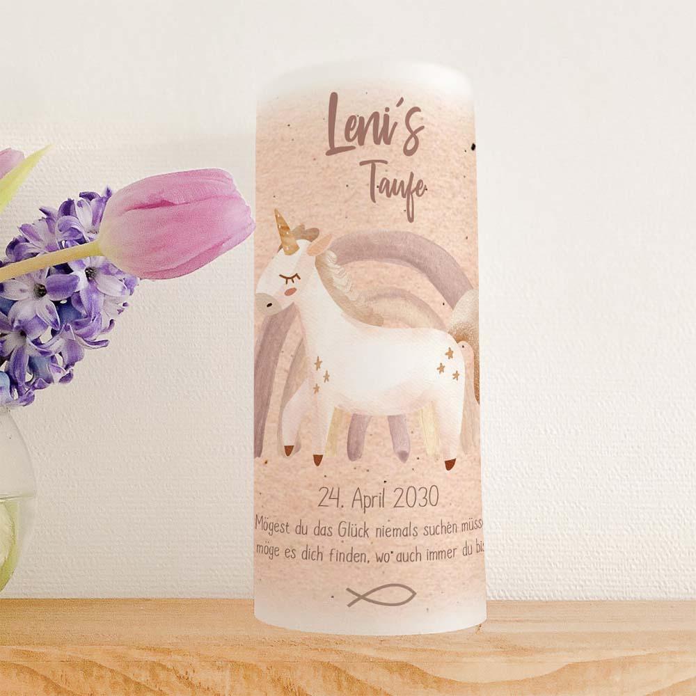 Windlicht "Einhorn Frieda" | Lichthülle | Taufe | Einschulung | Geburtstag | Tischdeko | Geschenkidee