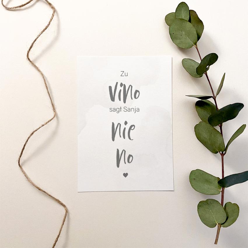 Spruchposter "Vino nie no" | Geschenkidee | Personalisiert  | individuelles Bild | Wanddeko