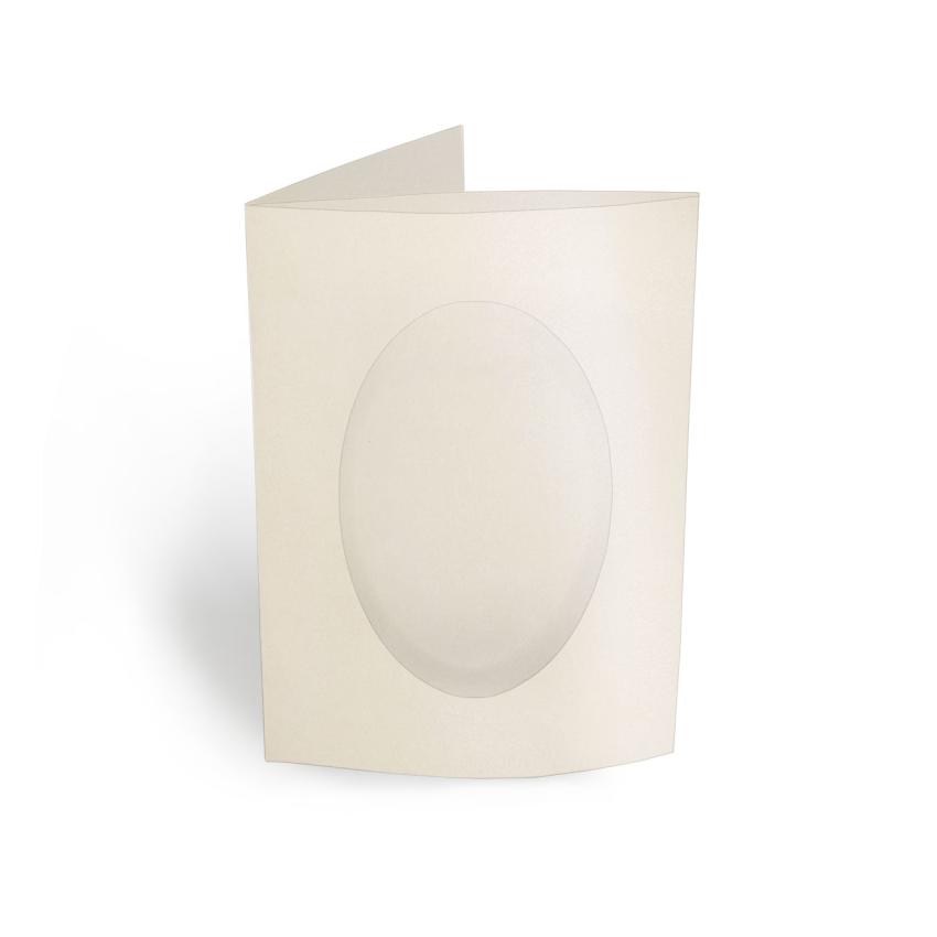 Passepartoutkarte oval 3-Fach DIN A6 in metallic champagner