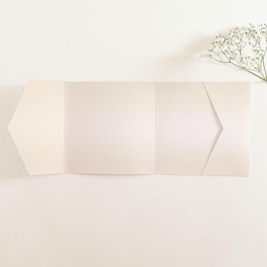 Pocketfold-Karte Quer-Format quadratisch (15x15) Premium-Karton "Metallic Champagner" Basic Line