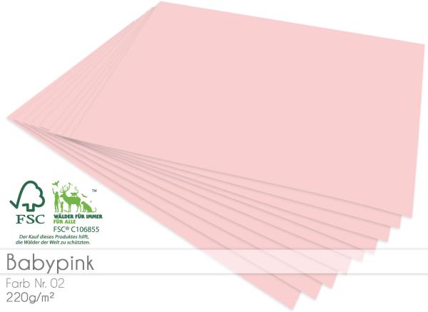 Cardstock "Premium" - Bastelpapier 220g/m² DIN A4 in babypink - 5 Bogen