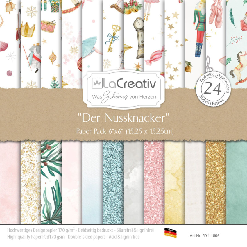 LaCreativ - Designpapier "Der Nussknacker" Paper Pack 6x6" - 24 Bogen