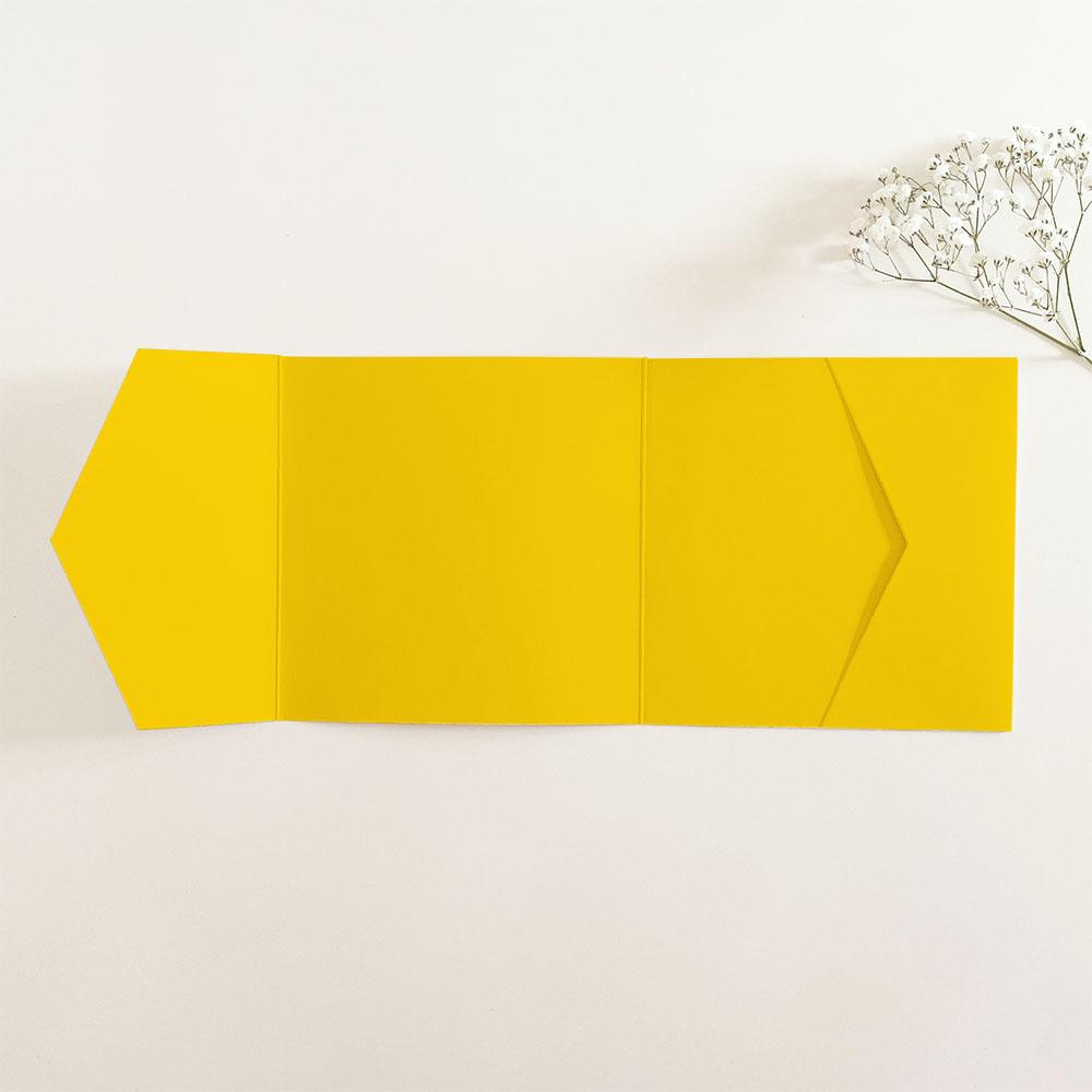 Pocketfold-Karte Quer-Format quadratisch (15x15) Premium-Karton "Sonnengelb" Basic Line