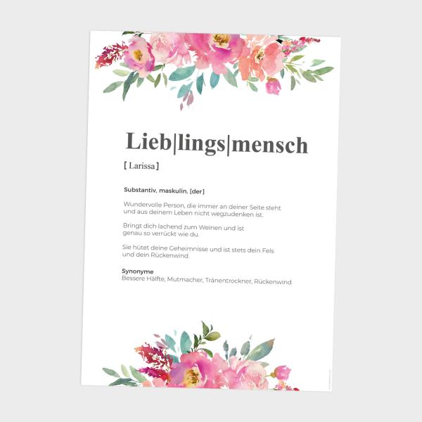 Definitionsposter "Lieblingsmensch 2" | Geschenkidee | Personalisiert  | individuelles Bild | Wörterbuch