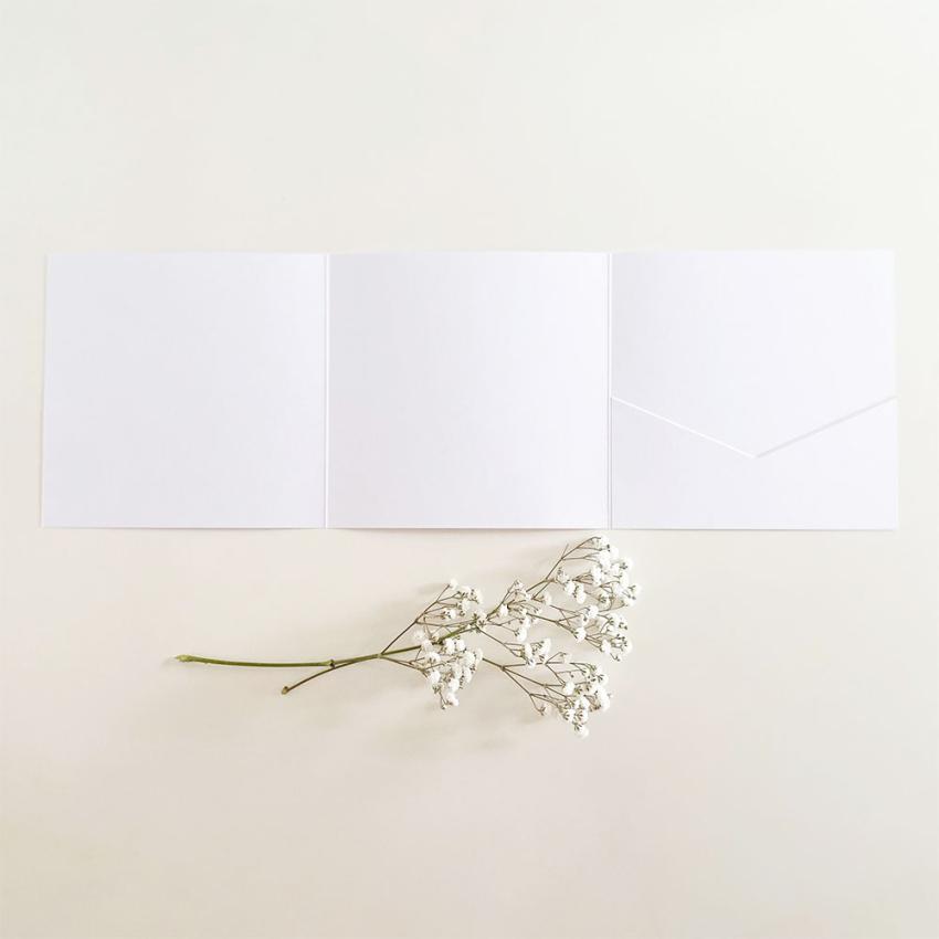Trippel-Pocketfold-Karte quadratisch (15x15) Recycling-Karton "Puderweiss" Basic Line