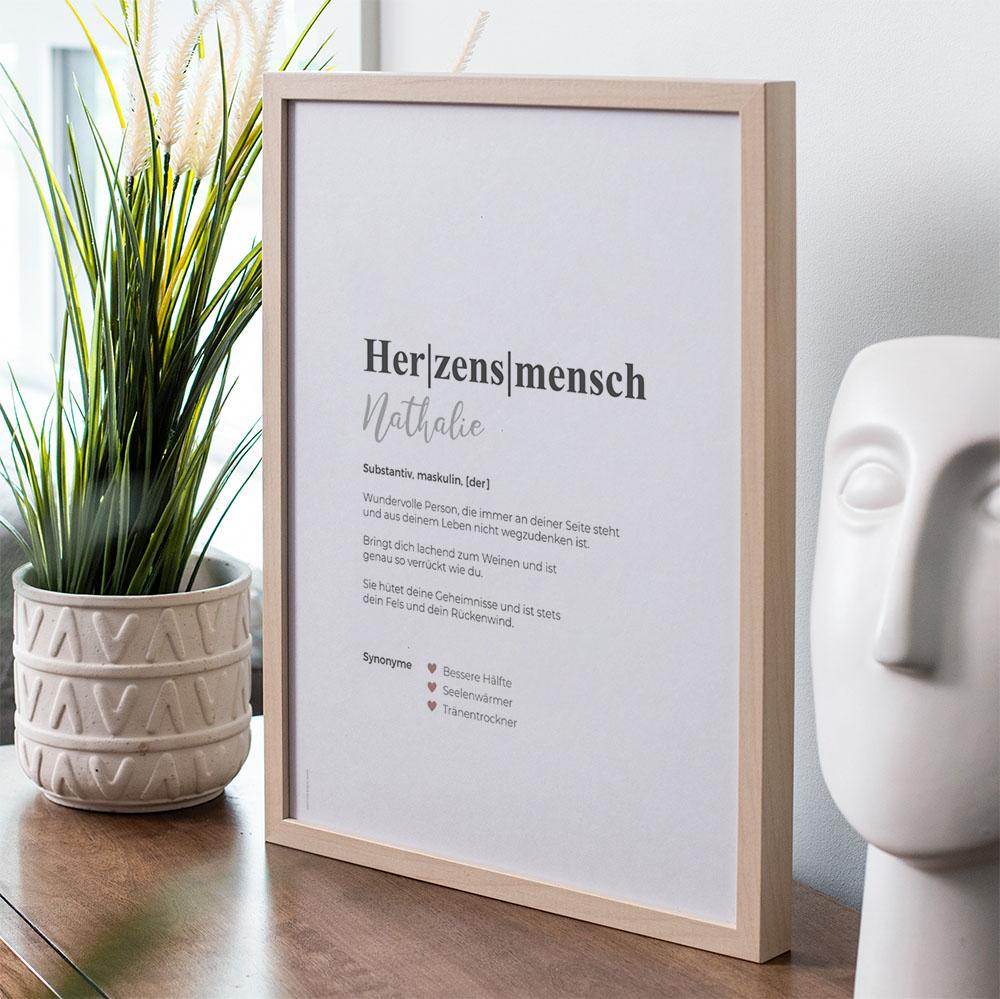 Definitionsposter "Herzensmensch 1" | Geschenkidee | Personalisiert  | individuelles Bild | Wörterbuch