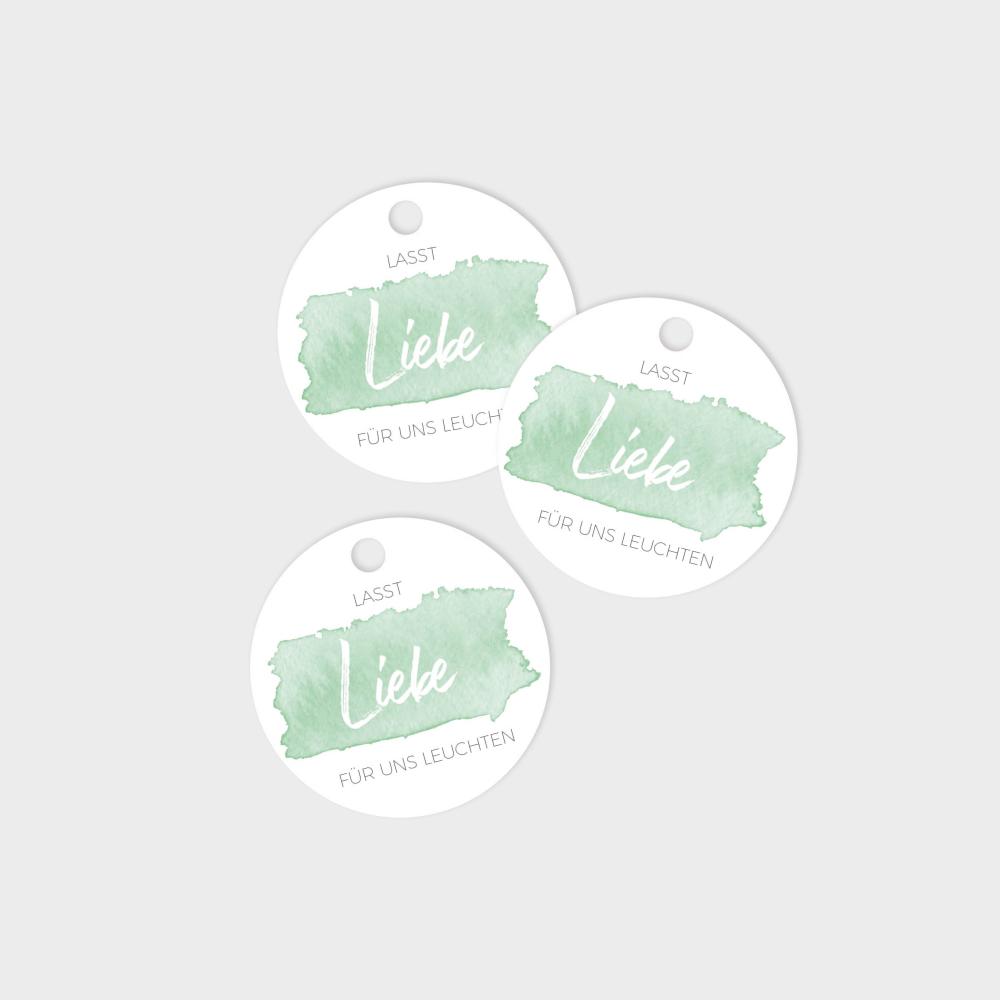 Tags - Geschenkanhänger Kreis "Watercolor-Brush | Pistazie" 4,5cm ø
