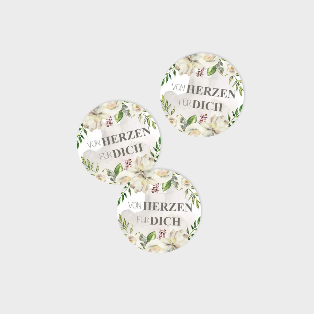 Aufkleber - Sticker "Antique White" 4cm ø - 24 Aufkleber