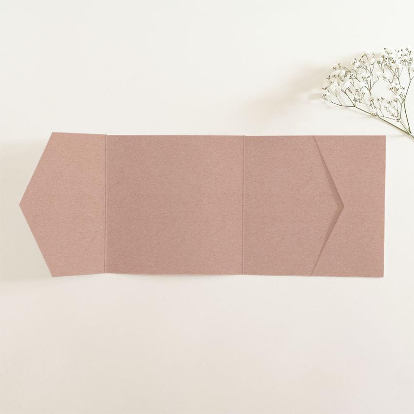 Pocketfold-Karte Quer-Format quadratisch (15x15) Recycling-Karton "Kraft Rosé" Basic Line