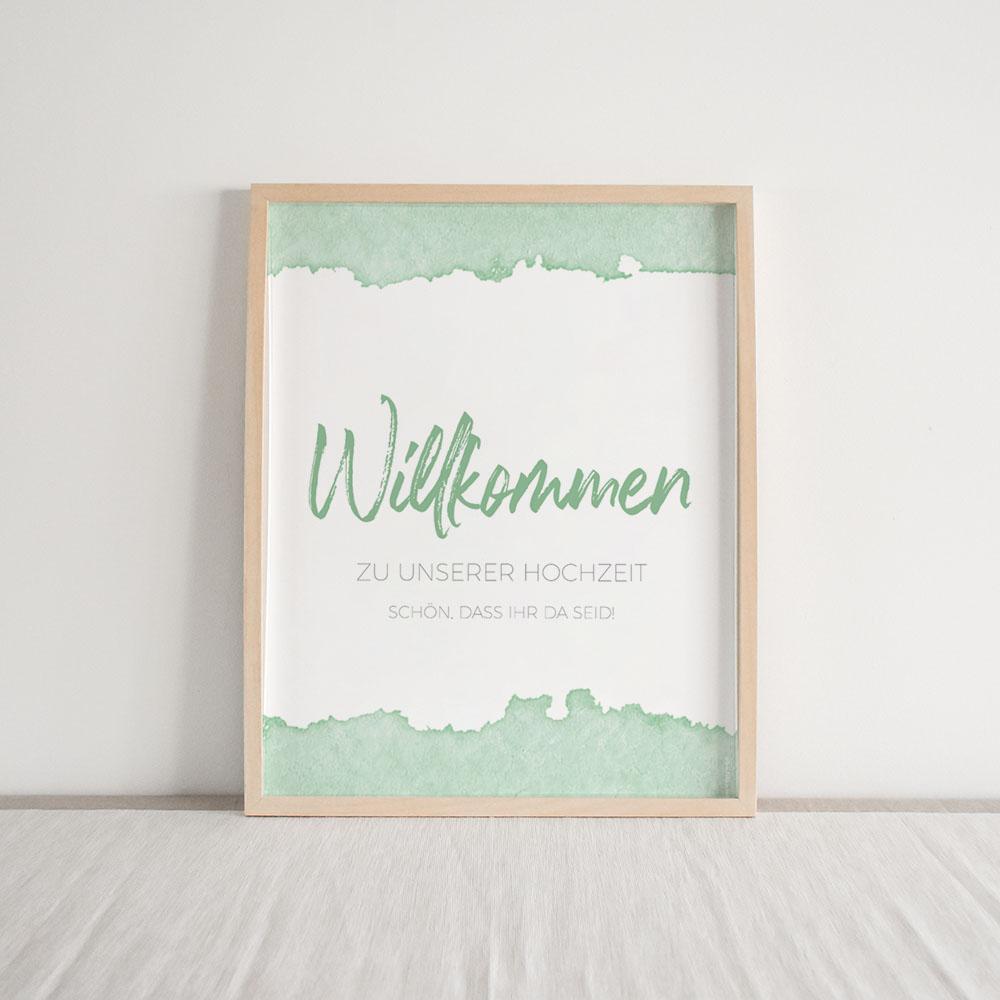 Willkommensschild "Watercolor-Brush | Pistazie"